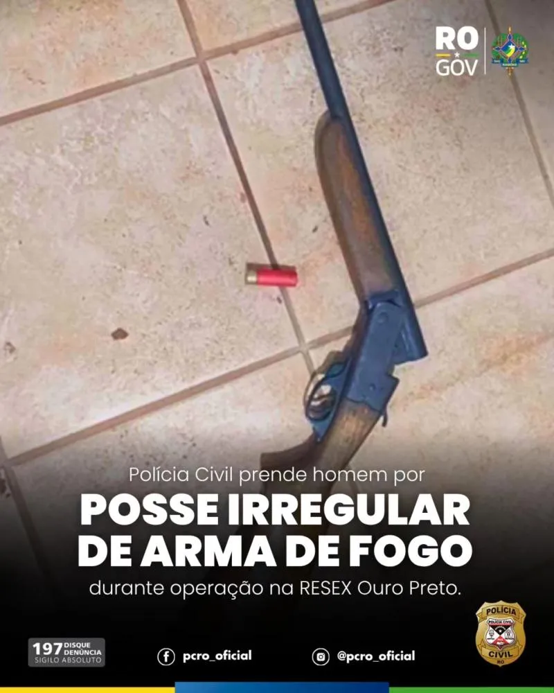 Operação em área de reserva ambiental termina com prisão e apreensão de arma em Guajará-Mirim