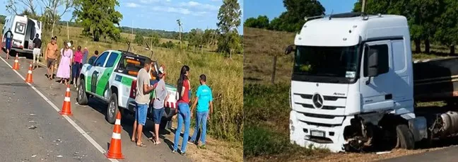 Cabo da PM morre em colisão frontal com carreta na BR-364, em Presidente Médici