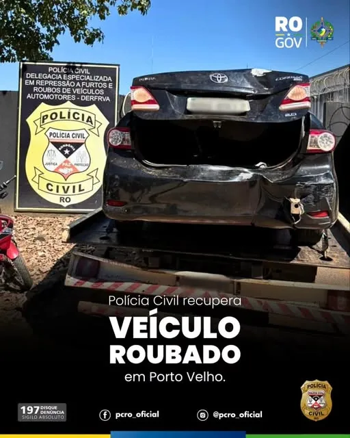 Polícia Civil recupera veículo roubado durante investigação em Porto Velho